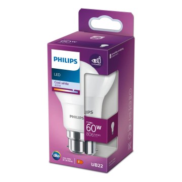 Lampadina LED Philips A60 B22/7,5W/230V 4000K