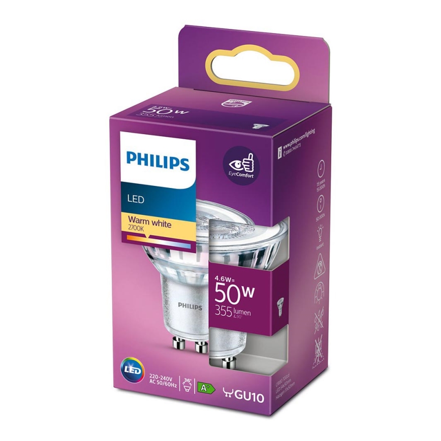 Lampadina LED Philips GU10/4,6W/230V 2700K