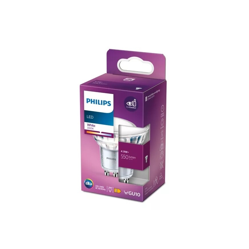Lampadina LED Philips PAR16 GU10/4,9W/230V 3000K