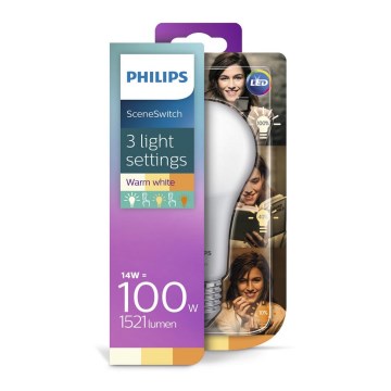Lampadina LED Philips SCENE SWITCH A67 E27/14W/230V 2200K-2700K