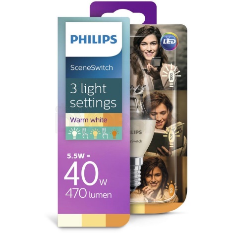 Lampadina LED Philips SCENE SWITCH B38 E14/5,5W/230V 2200K-2700K