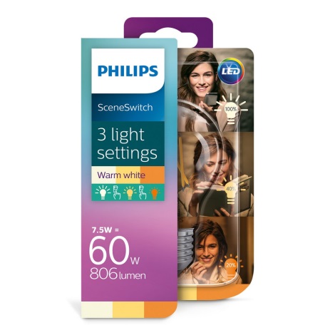 Lampadina LED Philips SCENE SWITCH VINTAGE A60 E27/7,5W/230V 2200K-2700K
