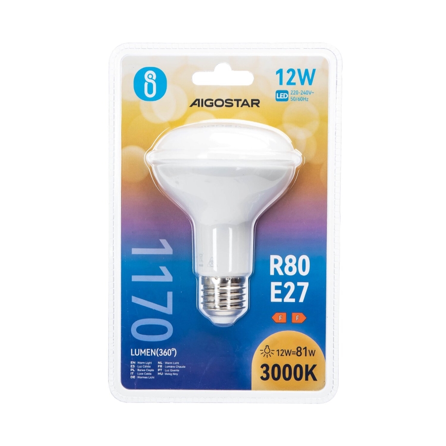 Lampadina LED R80 E27/12W/230V 3000K - Aigostar
