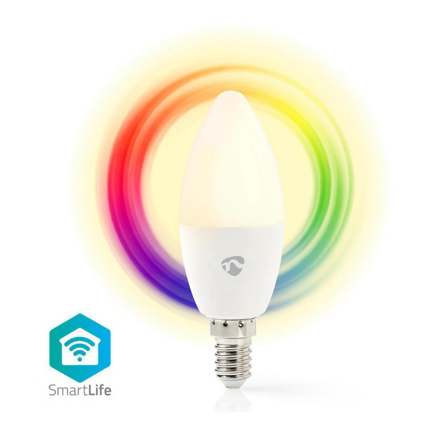 Nedis WIFILC11WTE14 - Lampadina LED RGB Dimmerabile Smartlife E14/4,5W/230V  Wi-Fi