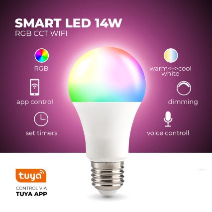 Lampadina LED RGB Smart dimmerabile E27/9,5W/230V 2700-6500K Wi-Fi Tuya