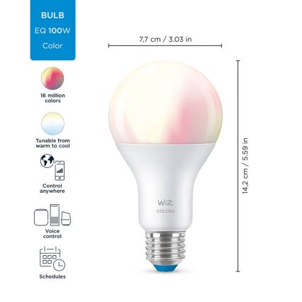 Lampadina LED RGBW dimmerabile A67 E27/13W/230V 2200-6500K CRI 90 Wi-Fi -WiZ