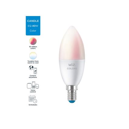 Lampadina LED RGBW Dimmerabile C37 E14/4,9W/230V 2200-6500K CRI 90 Wi-Fi -WiZ