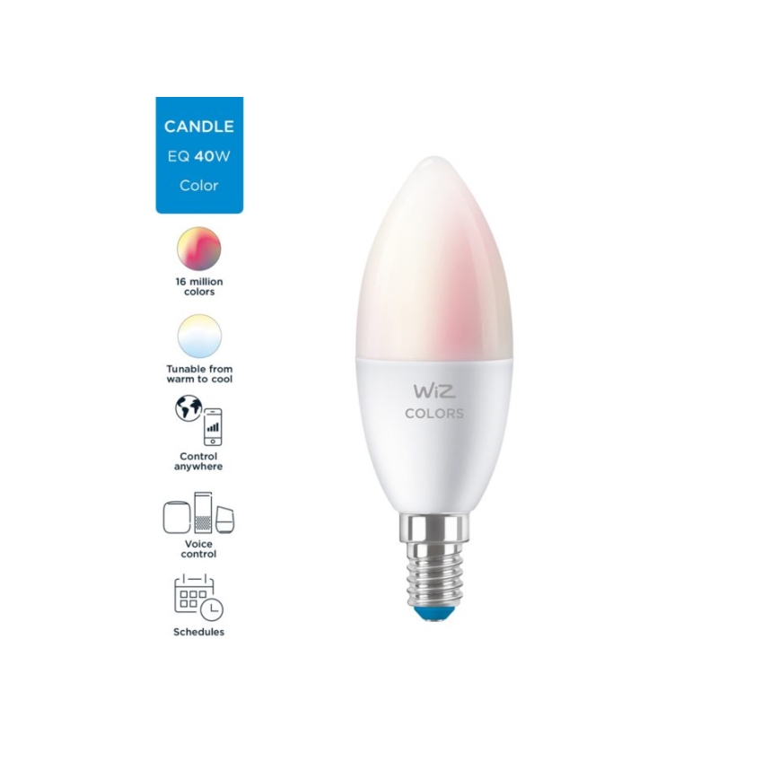 Lampadina LED RGBW Dimmerabile C37 E14/4,9W/230V 2200-6500K CRI 90 Wi-Fi -WiZ