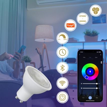 Lampadina LED RGBW dimmerabile GU10/4,5W/230V 2700-6500K Wi-Fi Tuya