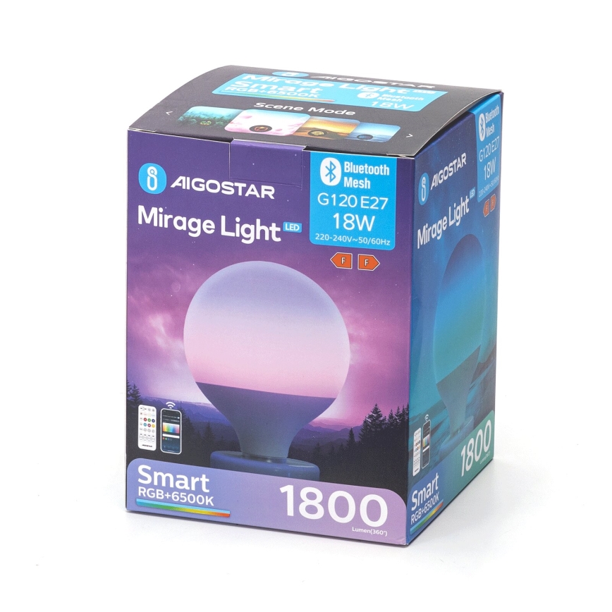 Lampadina LED RGBW dimmerabile MESH G120 E27/18W/230V 6500K + telecomando - Aigostar
