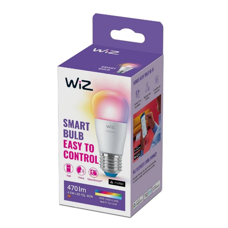 Lampadina LED RGBW dimmerabile P45 E27/4,9W/230V 2200-6500K CRI 90 Wi-Fi - WiZ