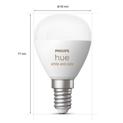 Lampadina LED RGBW dimmerabile Philips Hue White And Color Ambiance P45 E14/5,1W/230V 2000-6500K