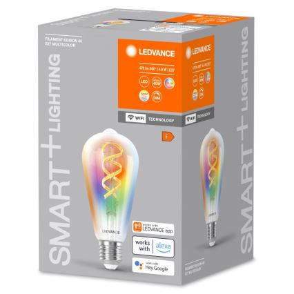 Lampadina LED RGBW dimmerabile SMART+ FILAMENT EDISON ST64 E27/4,8W/230V 2700-6500K Wi-Fi - Ledvance