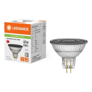 Lampadina LED riflettore dimmerabile MR16 GU5,3/3,4W/12V 4000K 36° CRI 90 - Ledvance