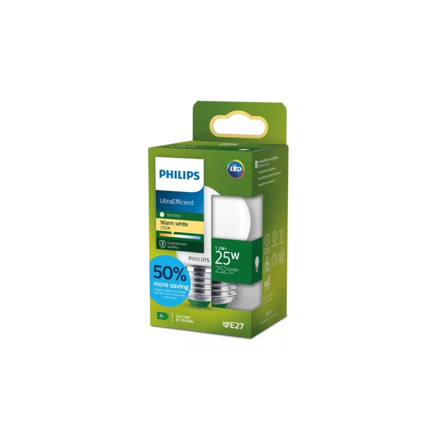 Lampadina LED ULTRAEFFICIENT Philips P45 E27/1,2W/230V 2700K