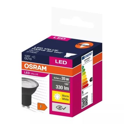 Lampadina LED VALUE PAR16 GU10/4,5W/230V 2700K 120° nero - Ledvance