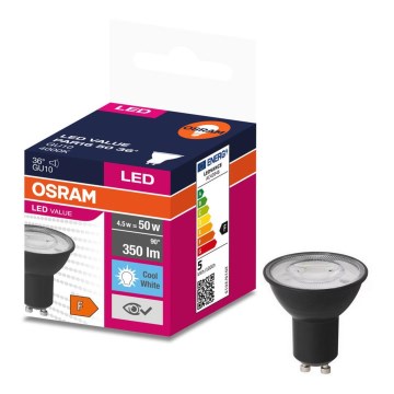 Lampadina LED VALUE PAR16 GU10/4,5W/230V 6500K 36° nero - Osram