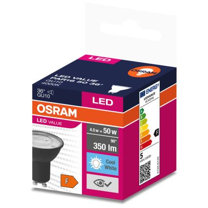 Lampadina LED VALUE PAR16 GU10/4,5W/230V 6500K 36° nero - Osram