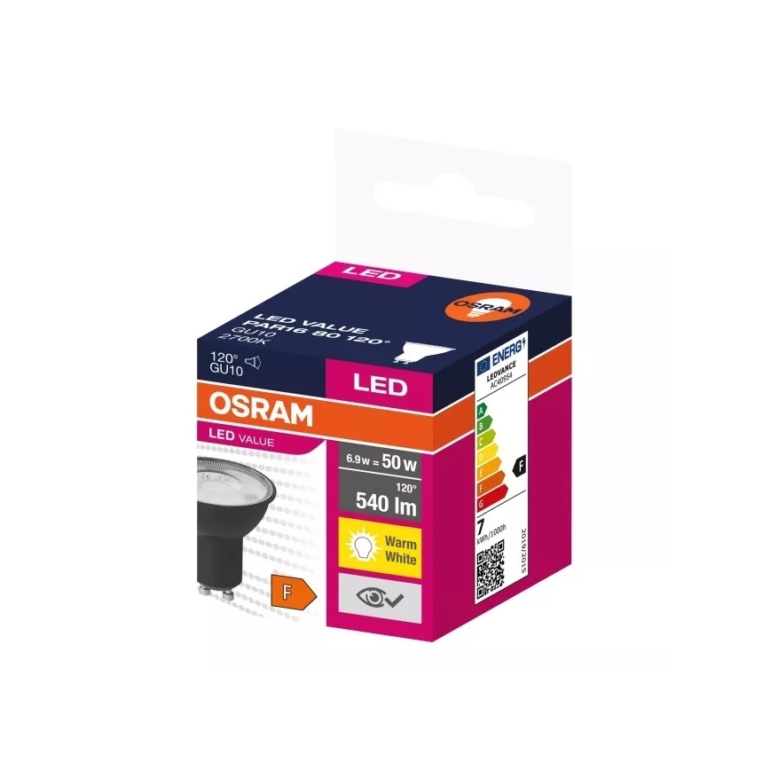 Lampadina LED VALUE PAR16 GU10/6,9W/230V 2700K 120° nero - Ledvance
