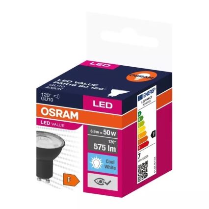 Lampadina LED VALUE PAR16 GU10/6,9W/230V 4000K 120° nero - Ledvance