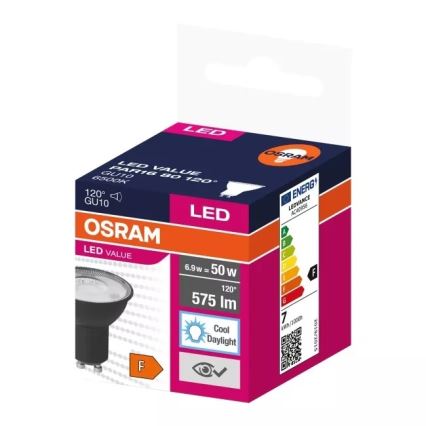 Lampadina LED VALUE PAR16 GU10/6,9W/230V 6500K 120° nero - Osram