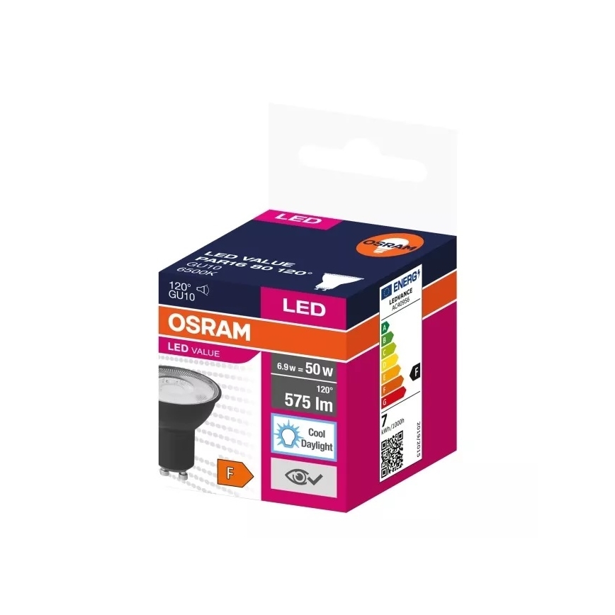 Lampadina LED VALUE PAR16 GU10/6,9W/230V 6500K 120° nero - Osram