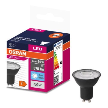 Lampadina LED VALUE PAR16 GU10/6,9W/230V 6500K 36° nero - Osram