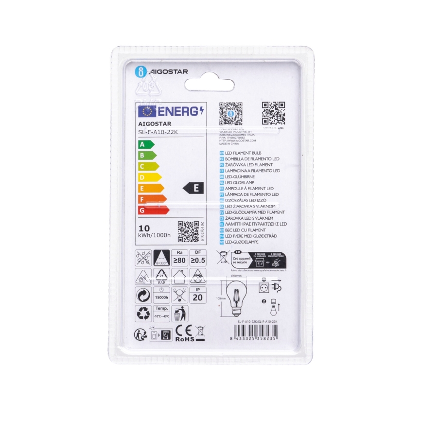 Lampadina LED VINTAGE A60 E27/10W/230V 2200K - Aigostar