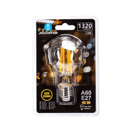 Lampadina LED Vintage A60 E27/12W/230V 2200K - Aigostar