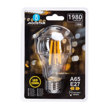 Lampadina LED VINTAGE A65 E27/18W/230V 2200K - Aigostar
