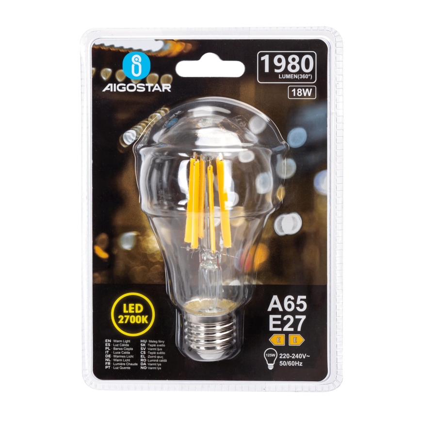 Lampadina LED VINTAGE A65 E27/18W/230V 2700K - Aigostar
