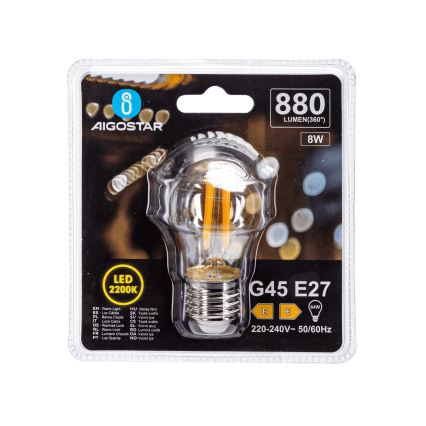 Lampadina LED VINTAGE G45 E27/8W/230V 2200K - Aigostar