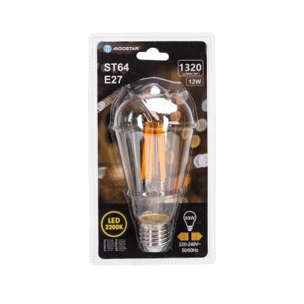 Lampadina LED VINTAGE ST64 E27/12W/230V 2200K - Aigostar