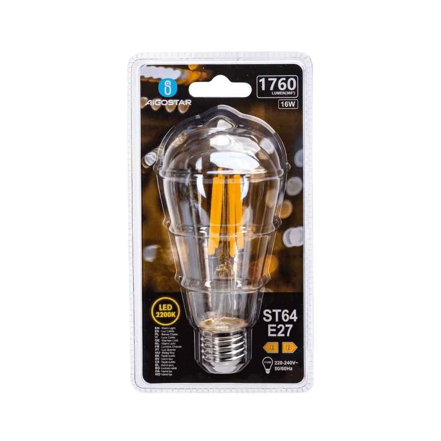 Lampadina LED VINTAGE ST64 E27/16W/230V 2200K - Aigostar