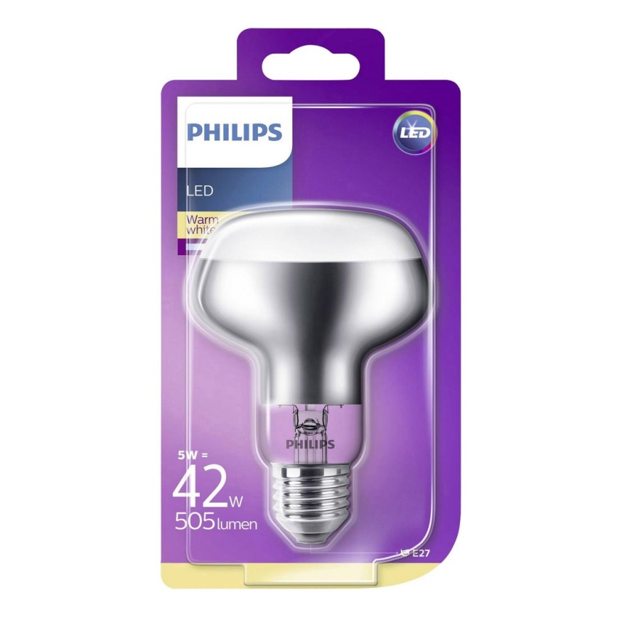 Lampadina riflettore a LED Philips R80 E27/5W/230V