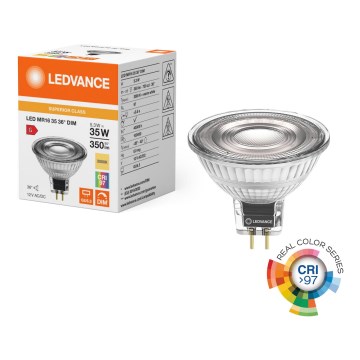Lampadina riflettore LED dimmerabile MR16 GU5,3/5,3W/12V 3000K 36° CRI 97 - Ledvance
