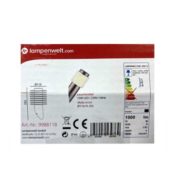 Lampenwelt - Lampada LED da muro da esterno LED/10W/230V IP44