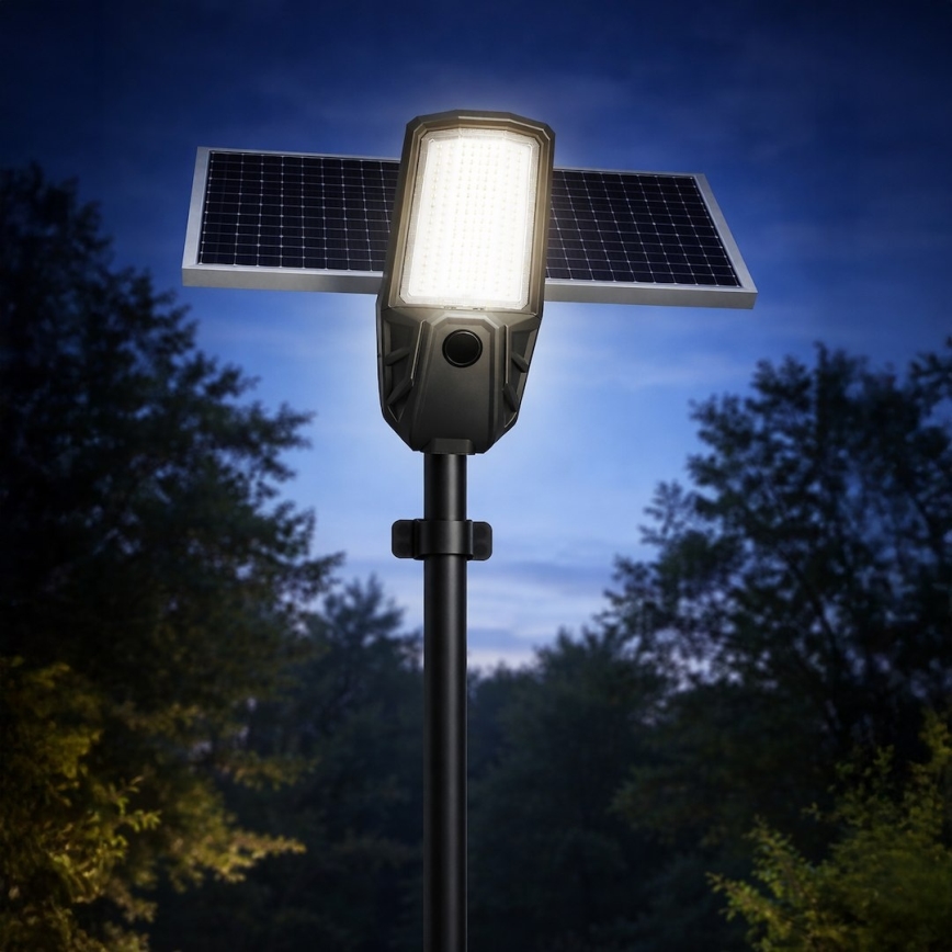 Lampione stradale LED dimmerabile con sensore e pannello solare KOBRA LED/400W/3,2V 24000 mAh IP65 antracite + telecomando
