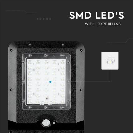 Lampione solare a LED con sensore LED/15W/7,4V 4000K IP65 10800 mAh