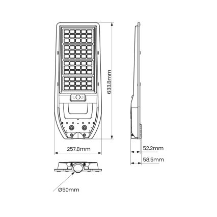 Lampione solare a LED VIA 150W/15000 mAh 3,2V 6000K IP65 + telecomando