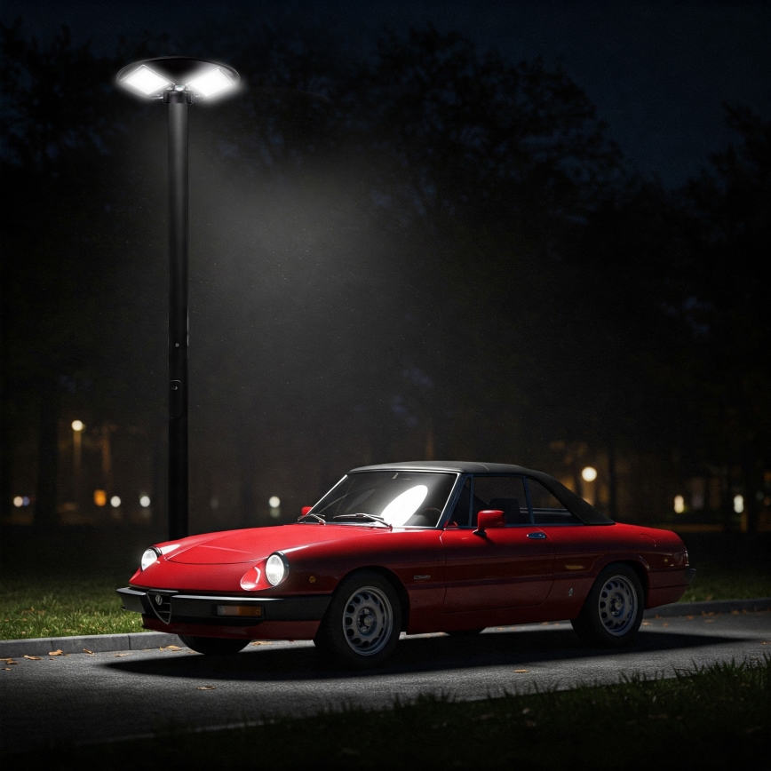 Lampione solare dimmerabile a LED con sensore LED/15W/6V 11000 mAh 6500K IP65 nero + telecomando