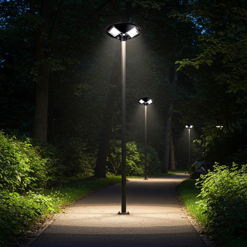 Lampione solare dimmerabile a LED con sensore LED/15W/6V 11000 mAh 6500K IP65 nero + telecomando