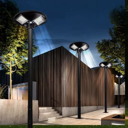 Lampione solare dimmerabile a LED con sensore LED/15W/6V 11000 mAh 6500K IP65 nero + telecomando
