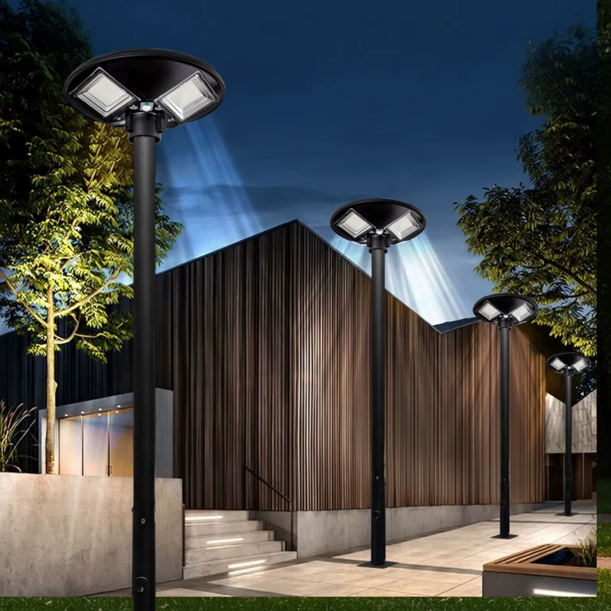 Lampione solare dimmerabile a LED con sensore LED/15W/6V 11000 mAh 6500K IP65 nero + telecomando