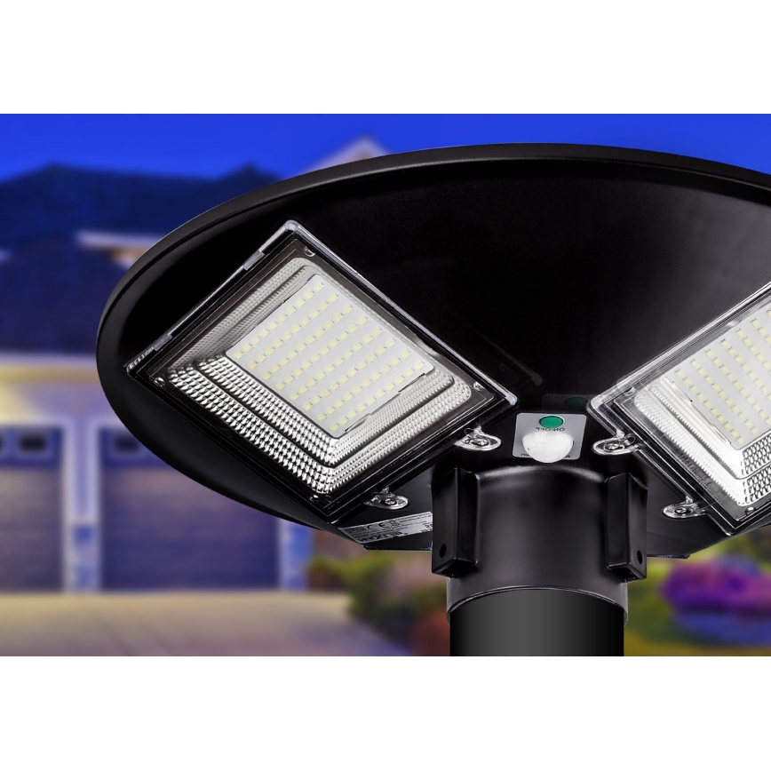 Lampione solare dimmerabile a LED con sensore LED/15W/6V 11000 mAh 6500K IP65 nero + telecomando