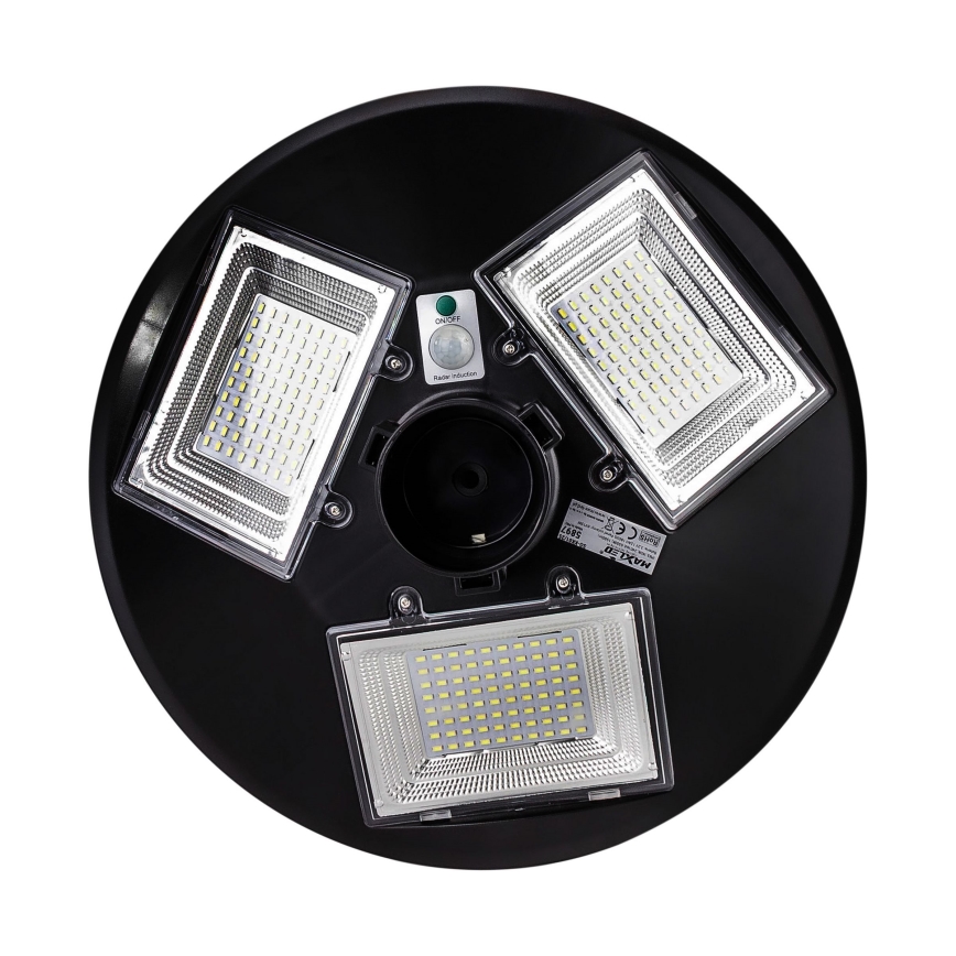 Lampione solare dimmerabile a LED con sensore LED/15W/6V 11000 mAh 6500K IP65 nero + telecomando