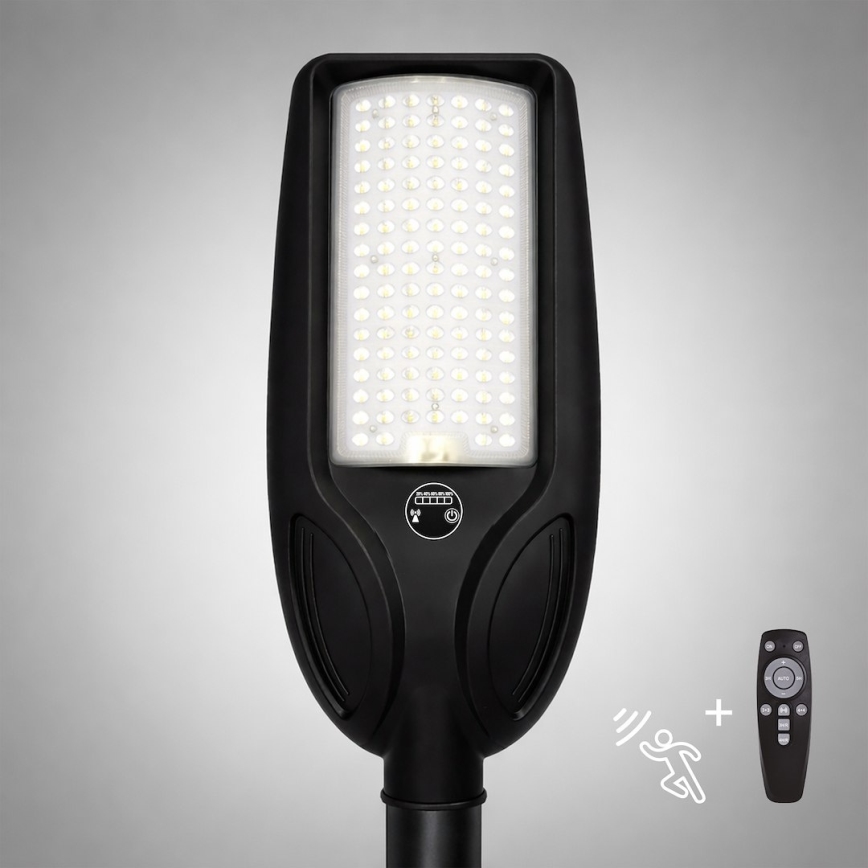 Lampada stradale solare LED dimmerabile con sensore VENICE LED/100W/3,2V 6000 mAh IP65 nero + telecomando