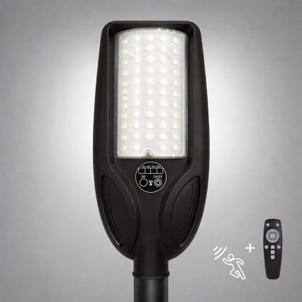 Lampada solare stradale dimmerabile a LED con sensore VENICE LED/50W/3,2V 4000 mAh IP65 nera + telecomando