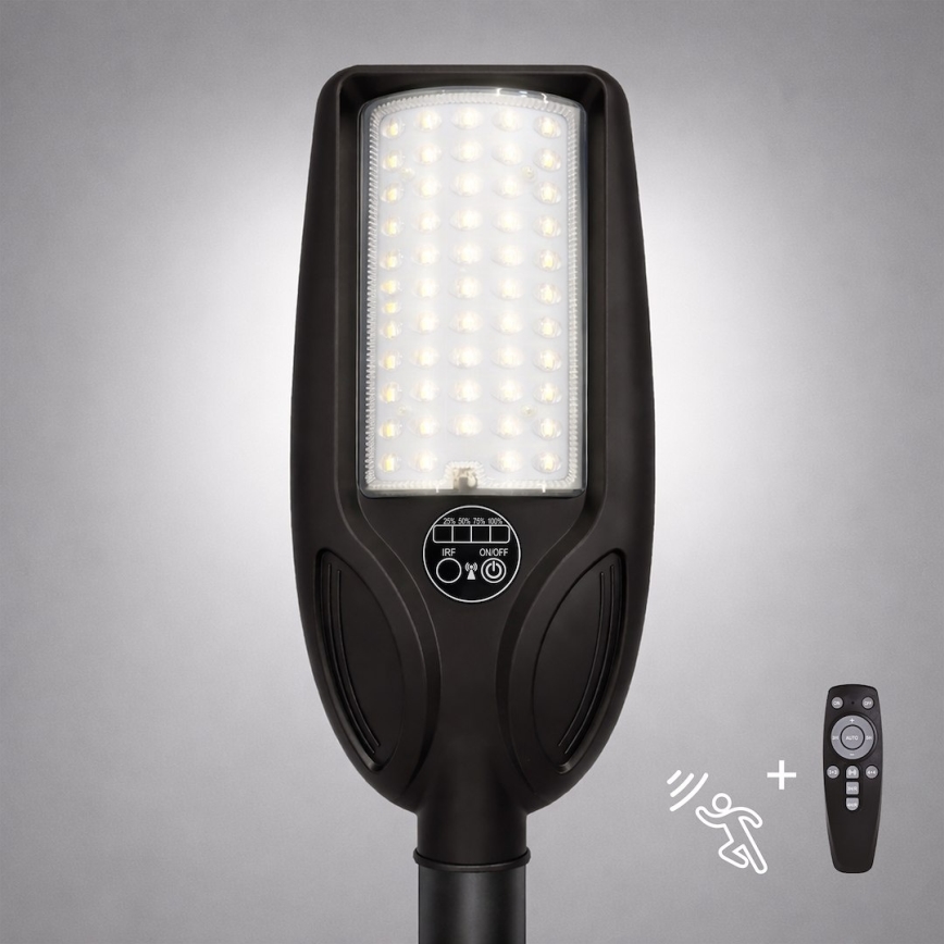Lampada solare stradale dimmerabile a LED con sensore VENICE LED/50W/3,2V 4000 mAh IP65 nera + telecomando