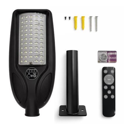 Lampada solare stradale dimmerabile a LED con sensore VENICE LED/50W/3,2V 4000 mAh IP65 nera + telecomando
